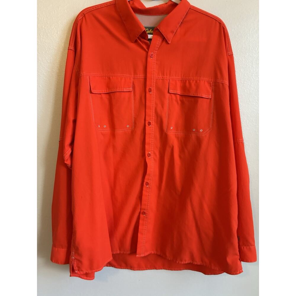 Cabelas Safety Orange Hunting Fishing Shirt XL Bright Nautical Gorpcore Outdoor
